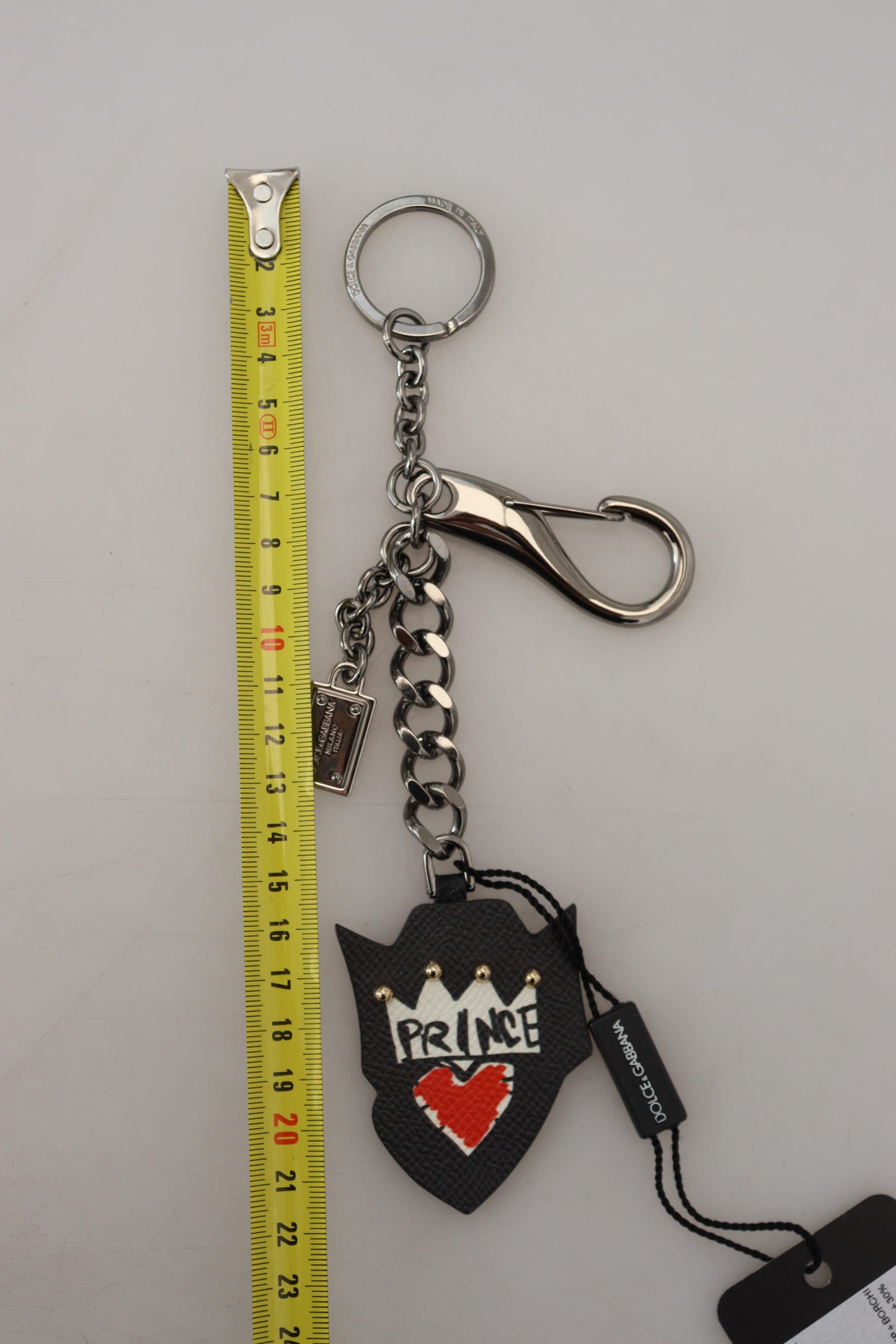 Dolce &amp; Gabbana Elegant Silver and Black Designer Keychain