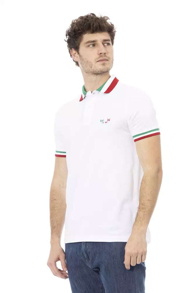 Baldinini Trend White Cotton Men Polo Shirt