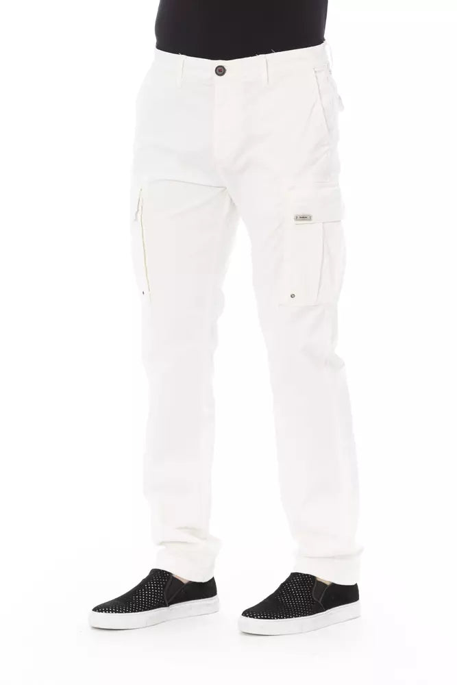 Baldinini Trend White Cotton Men's Cargo Trouser