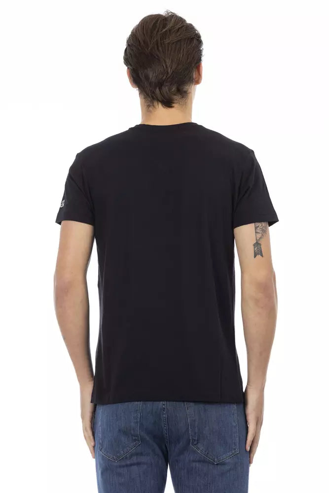 Trussardi Action Black Cotton Men's V-Neck T-Shirt