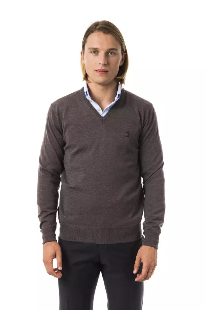 Uominitaliani Gray Merino Men Sweater