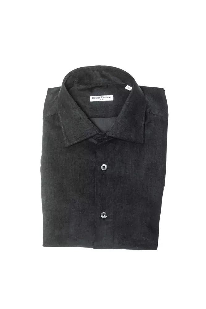 Robert Friedman Black Cotton Men Shirt