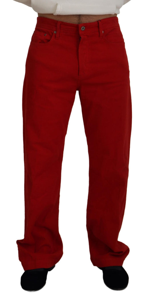 Dolce &amp; Gabbana Chic Red Cotton Denim Pants