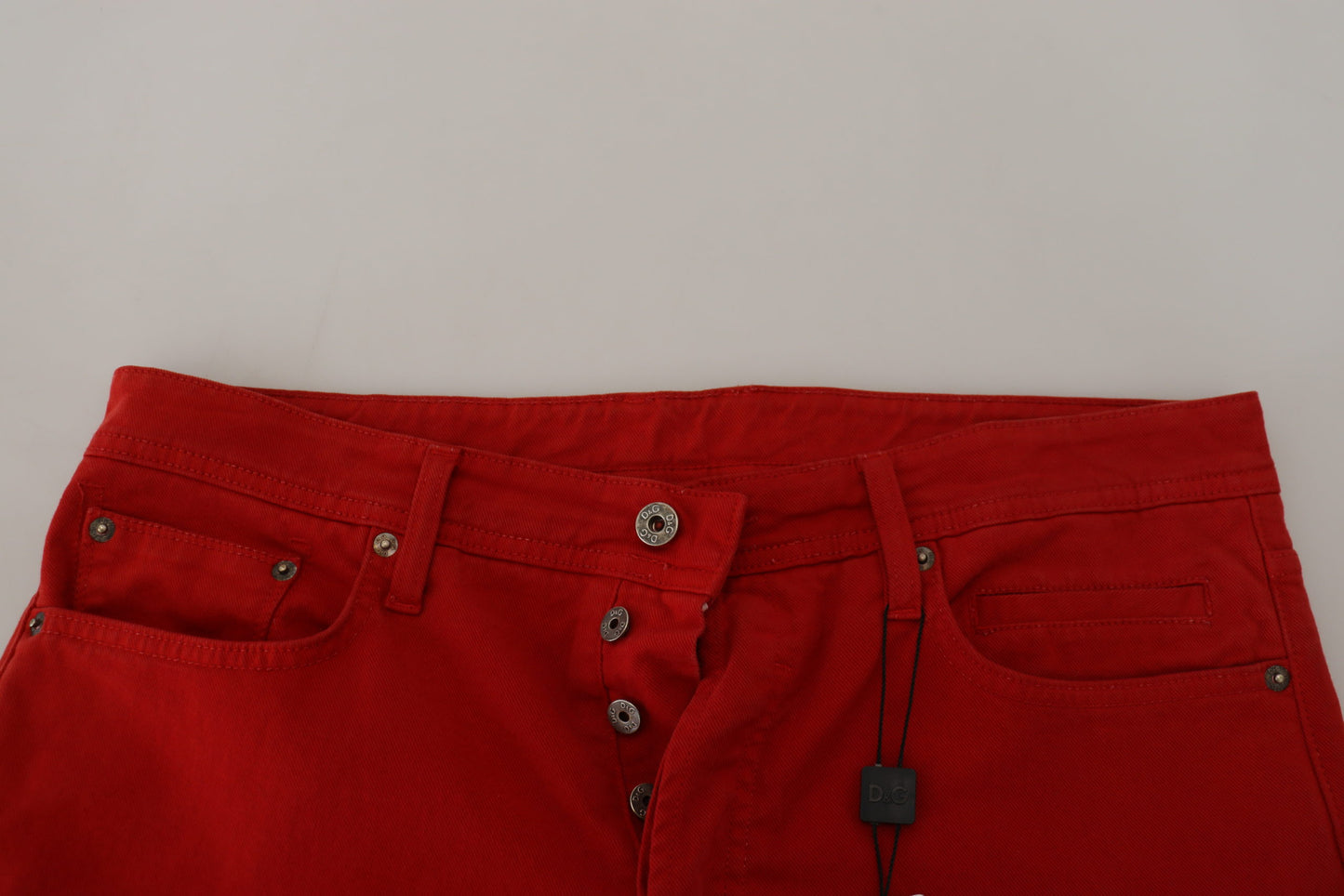 Dolce &amp; Gabbana Chic Red Cotton Denim Pants