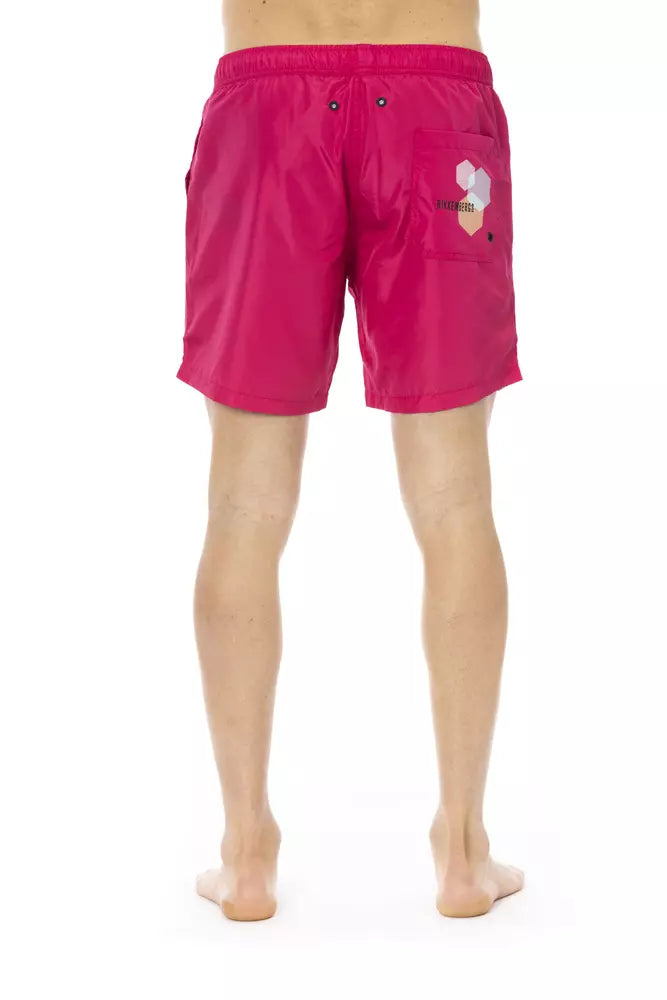 Bikkembergs Fuchsia Polyester Men Swim Short