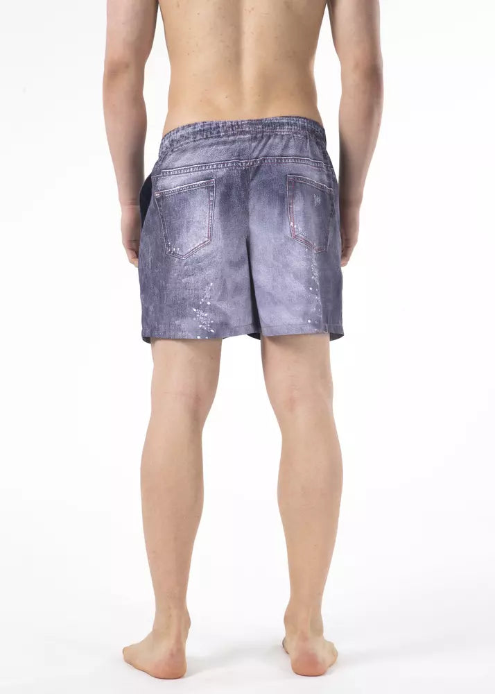 Just Cavalli Blue Polyester Men's Swim Short