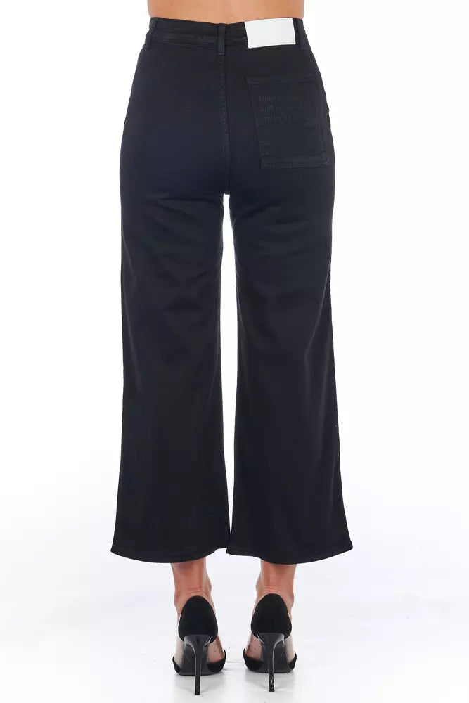 Frankie Morello Black Cotton Women Cropped Trouser