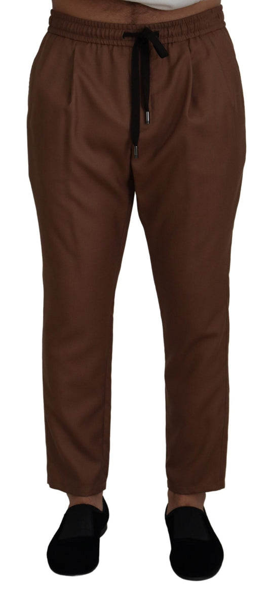 Dolce &amp; Gabbana Chic Brown Cashmere-Silk Jogger Pants