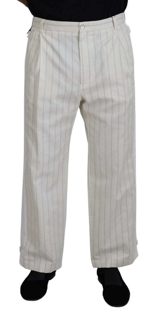 Dolce &amp; Gabbana Elegant White Striped MainLine Trousers