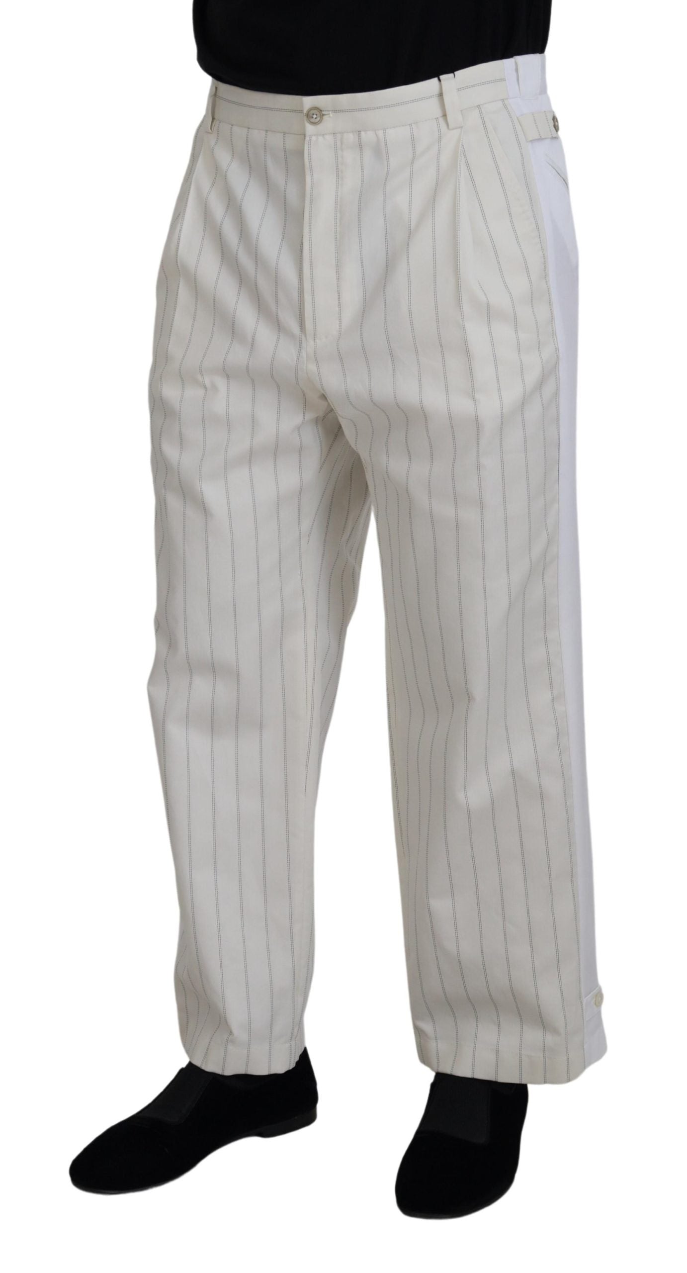 Dolce &amp; Gabbana Elegant White Striped MainLine Trousers