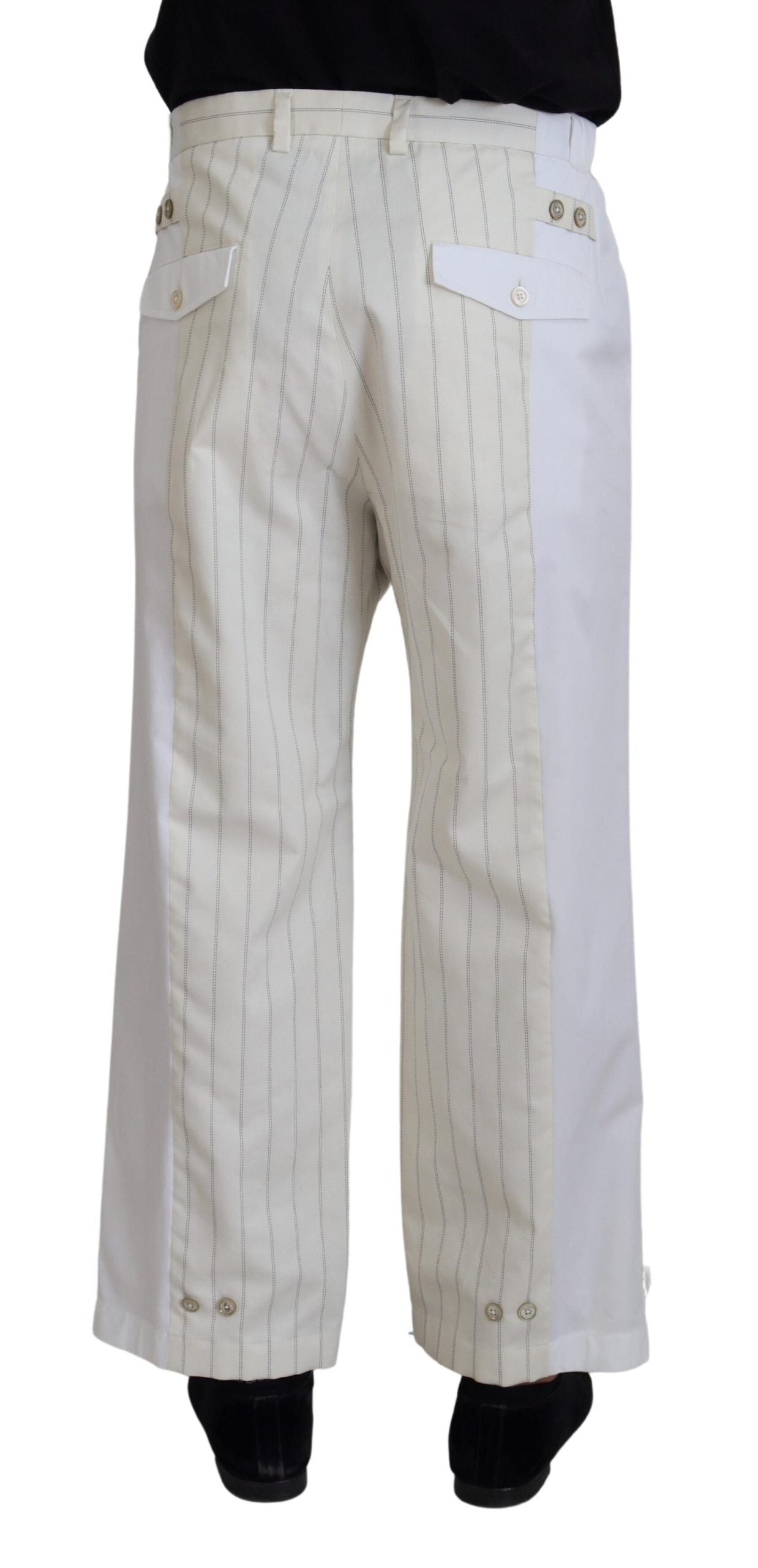 Dolce &amp; Gabbana Elegant White Striped MainLine Trousers