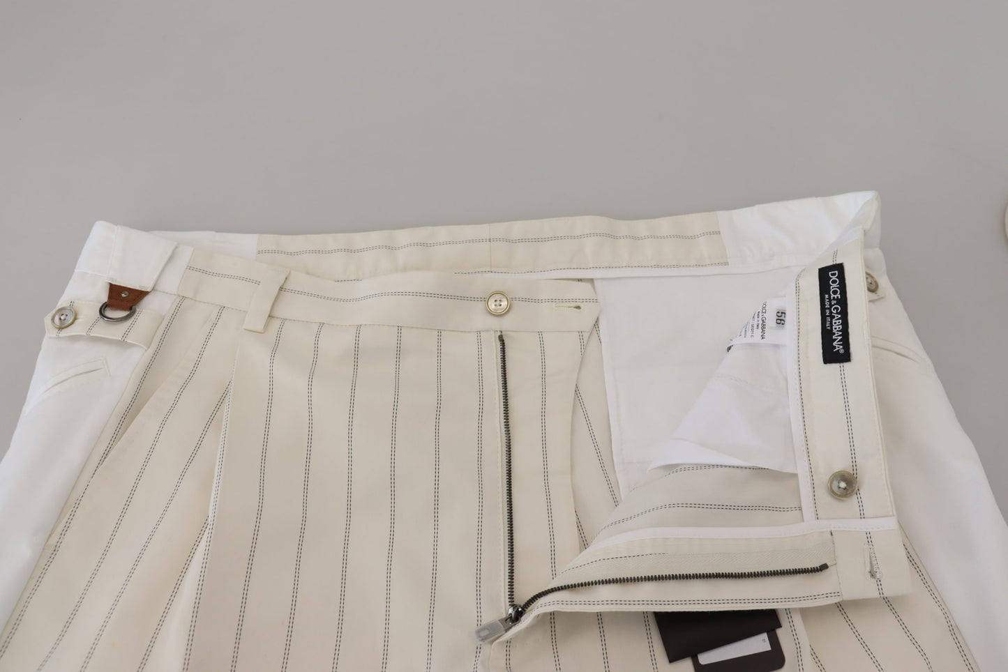 Dolce &amp; Gabbana Elegant White Striped MainLine Trousers