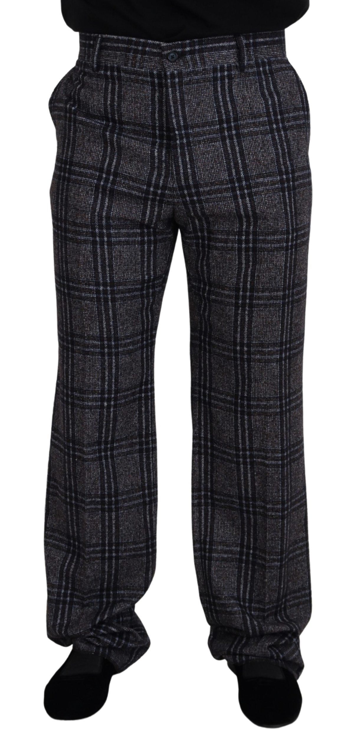 Dolce &amp; Gabbana Elegant Gray Checkered Alpaca Blend Pants