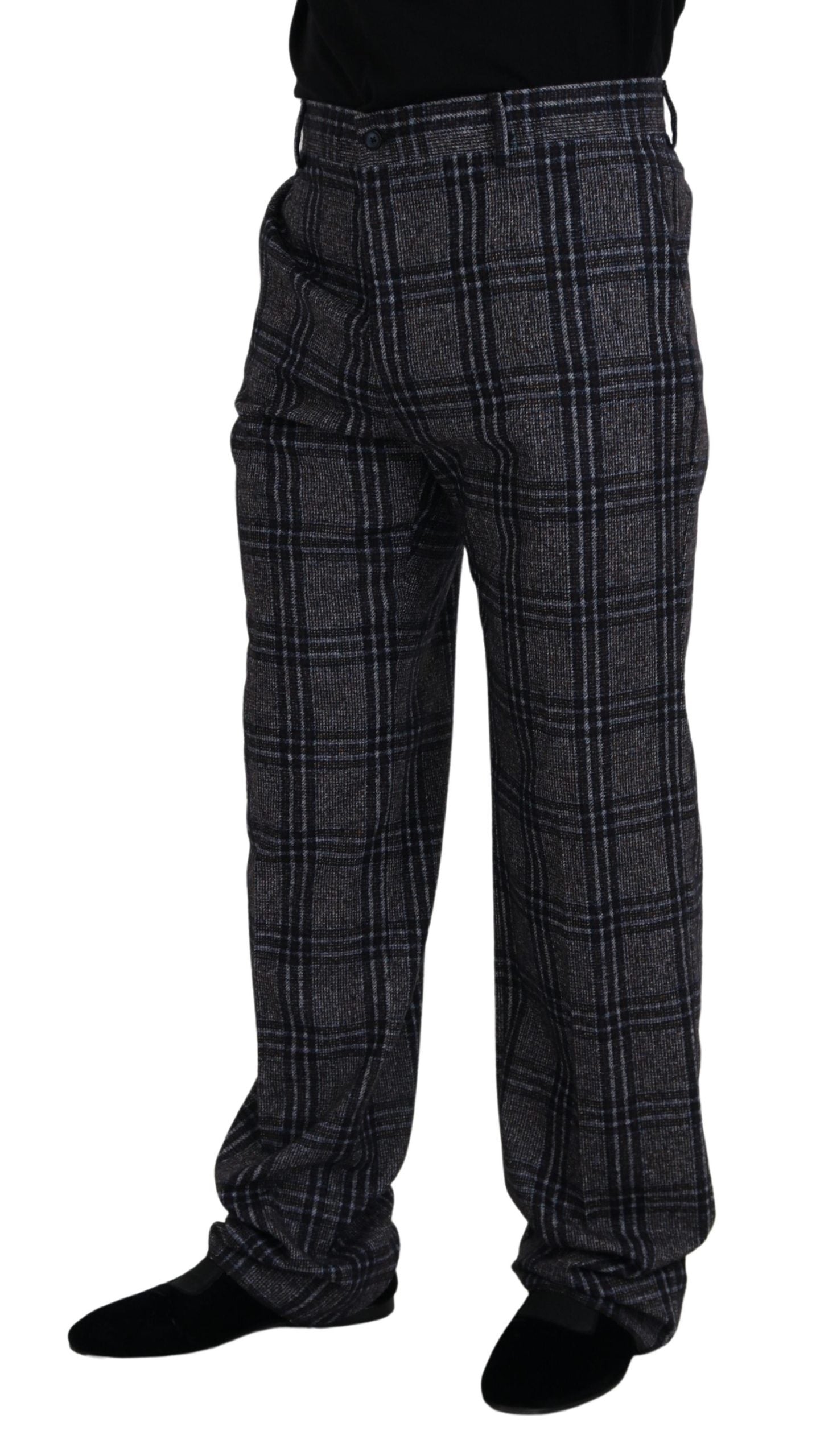 Dolce &amp; Gabbana Elegant Gray Checkered Alpaca Blend Pants