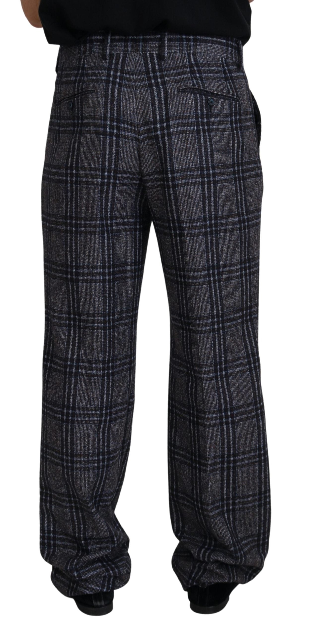 Dolce &amp; Gabbana Elegant Gray Checkered Alpaca Blend Pants