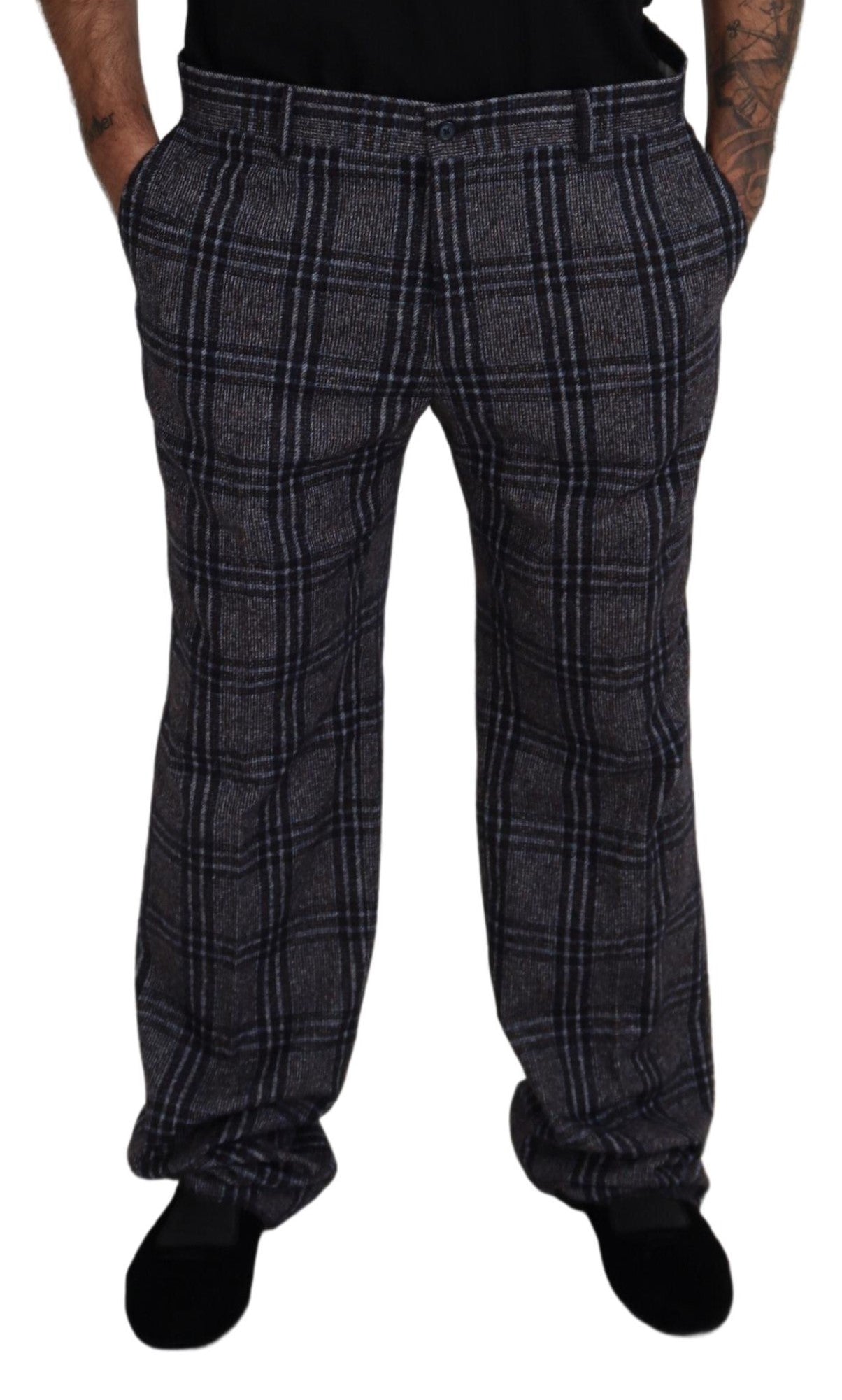 Dolce &amp; Gabbana Elegant Gray Checkered Alpaca Blend Pants