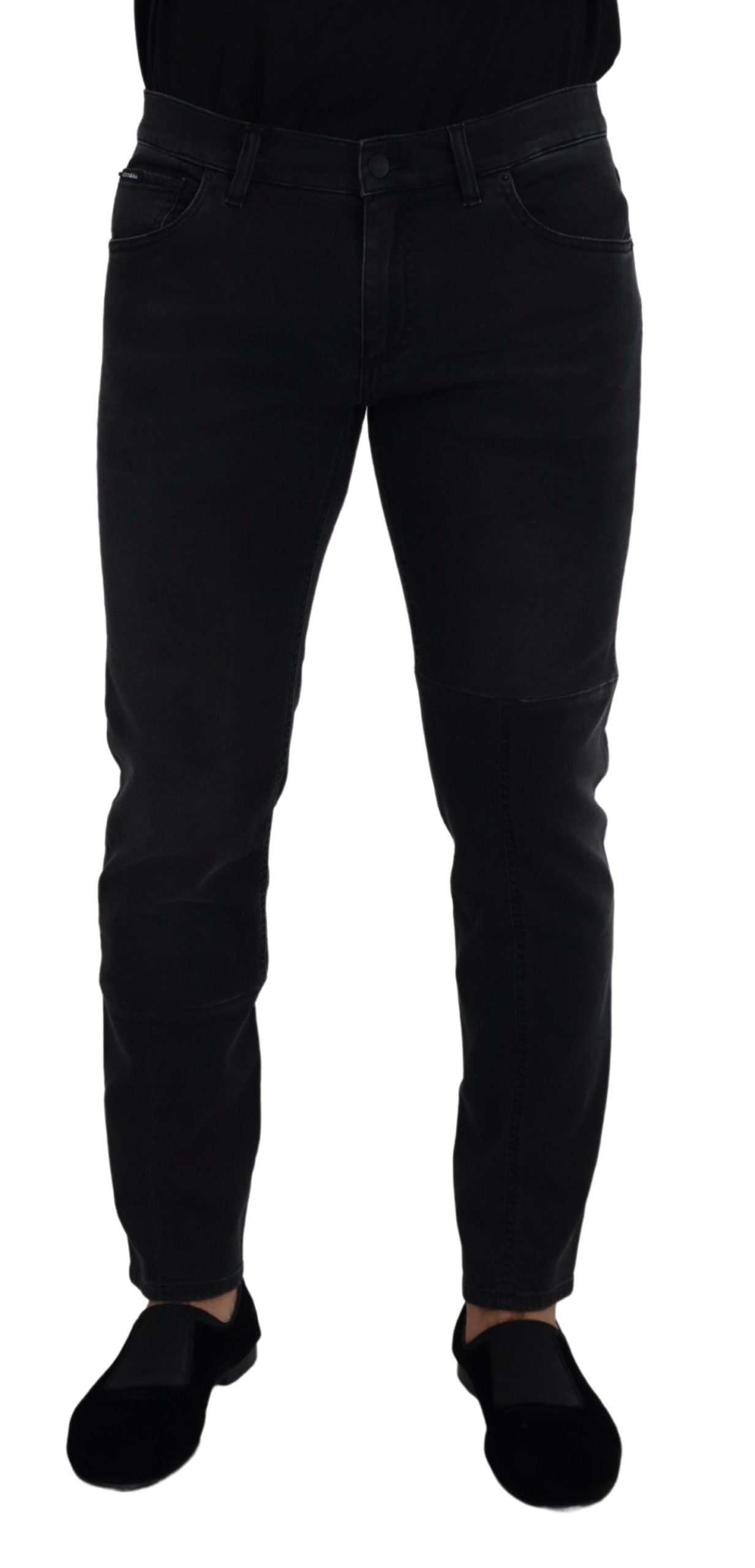 Dolce &amp; Gabbana Sleek Black Cotton Blend Denim Pants