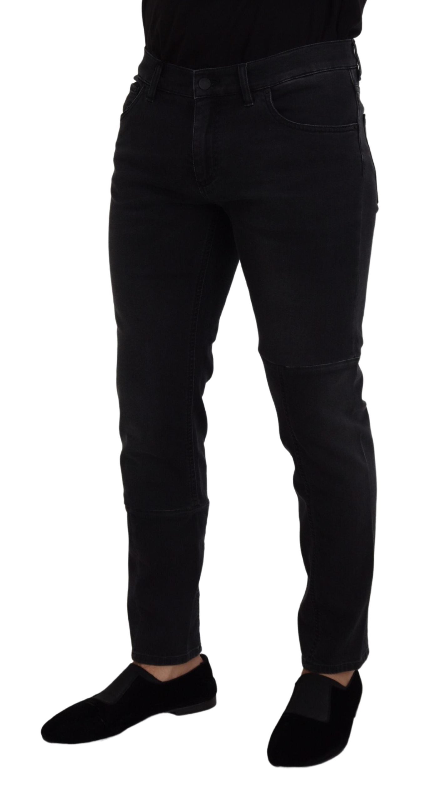 Dolce &amp; Gabbana Sleek Black Cotton Blend Denim Pants