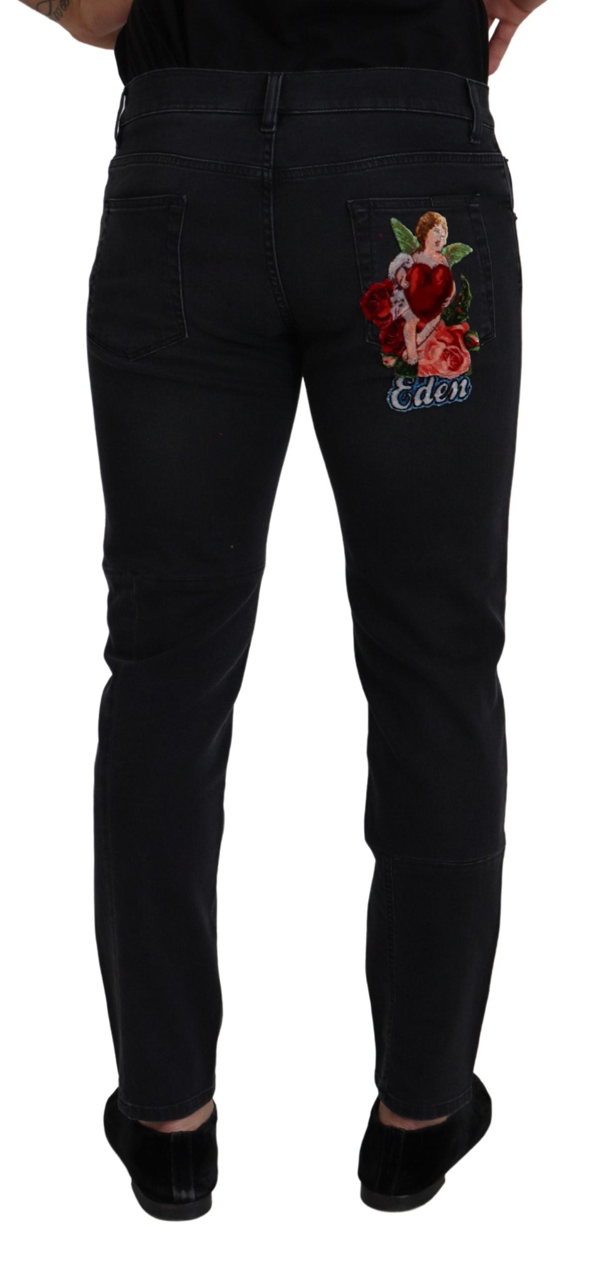 Dolce &amp; Gabbana Sleek Black Cotton Blend Denim Pants