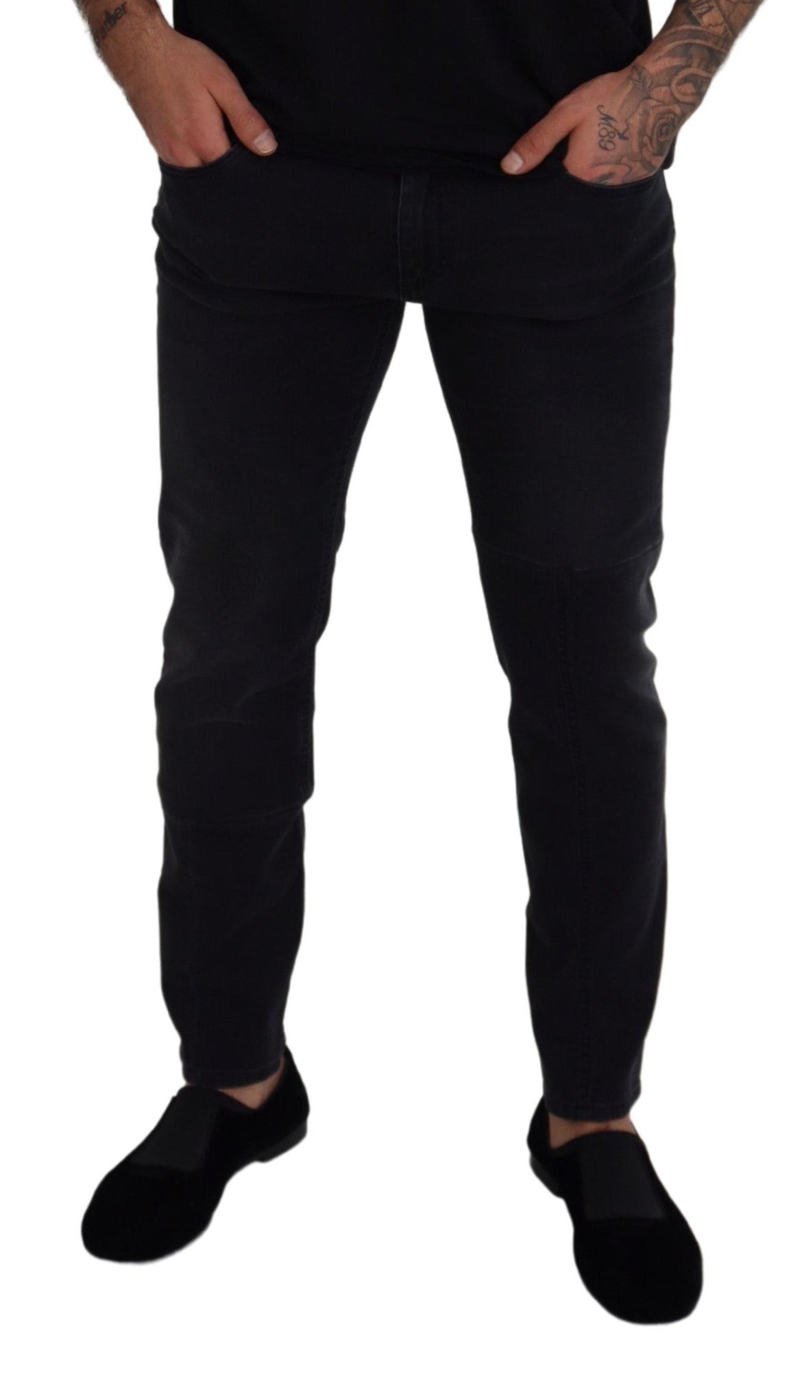 Dolce &amp; Gabbana Sleek Black Cotton Blend Denim Pants