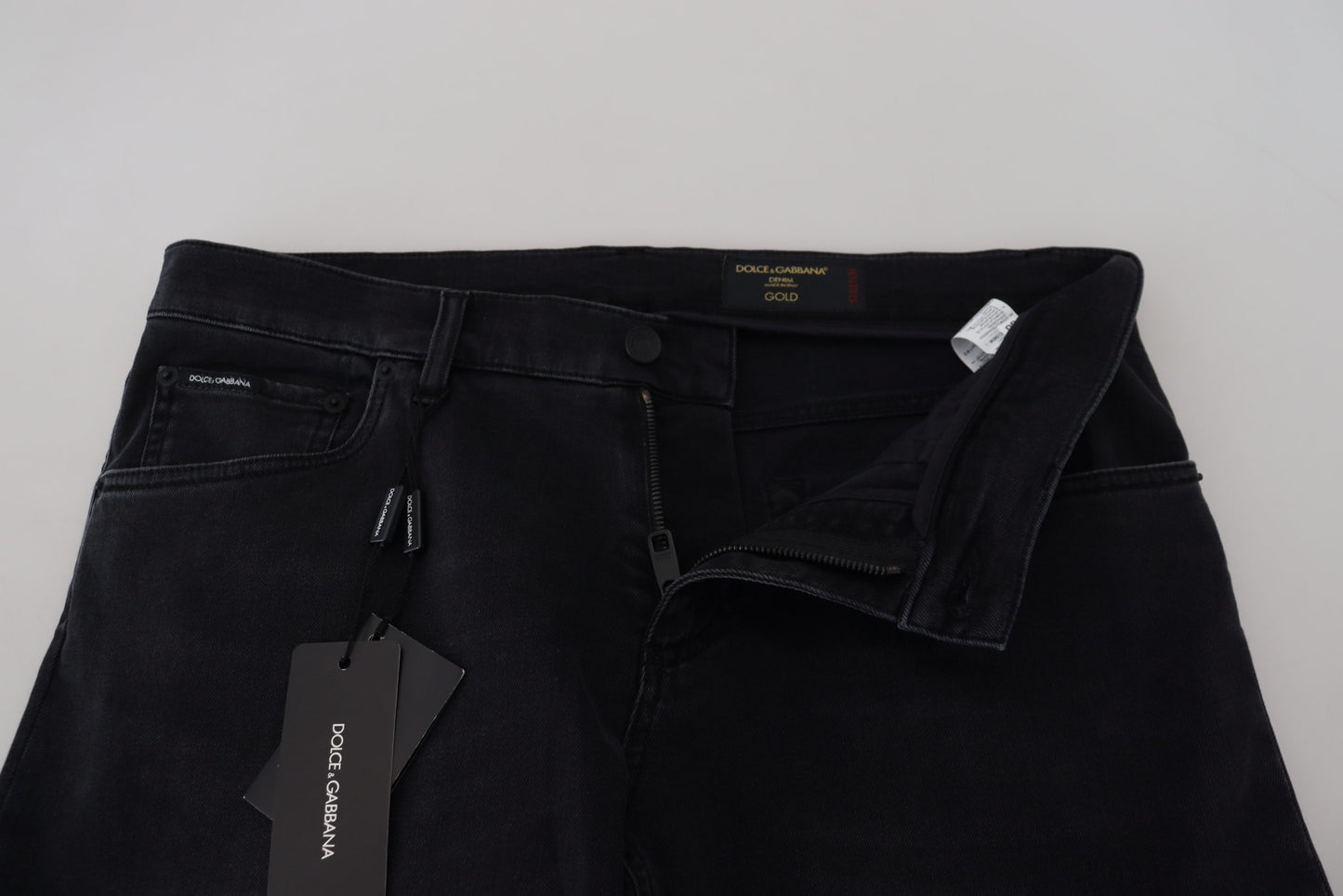 Dolce &amp; Gabbana Sleek Black Cotton Blend Denim Pants