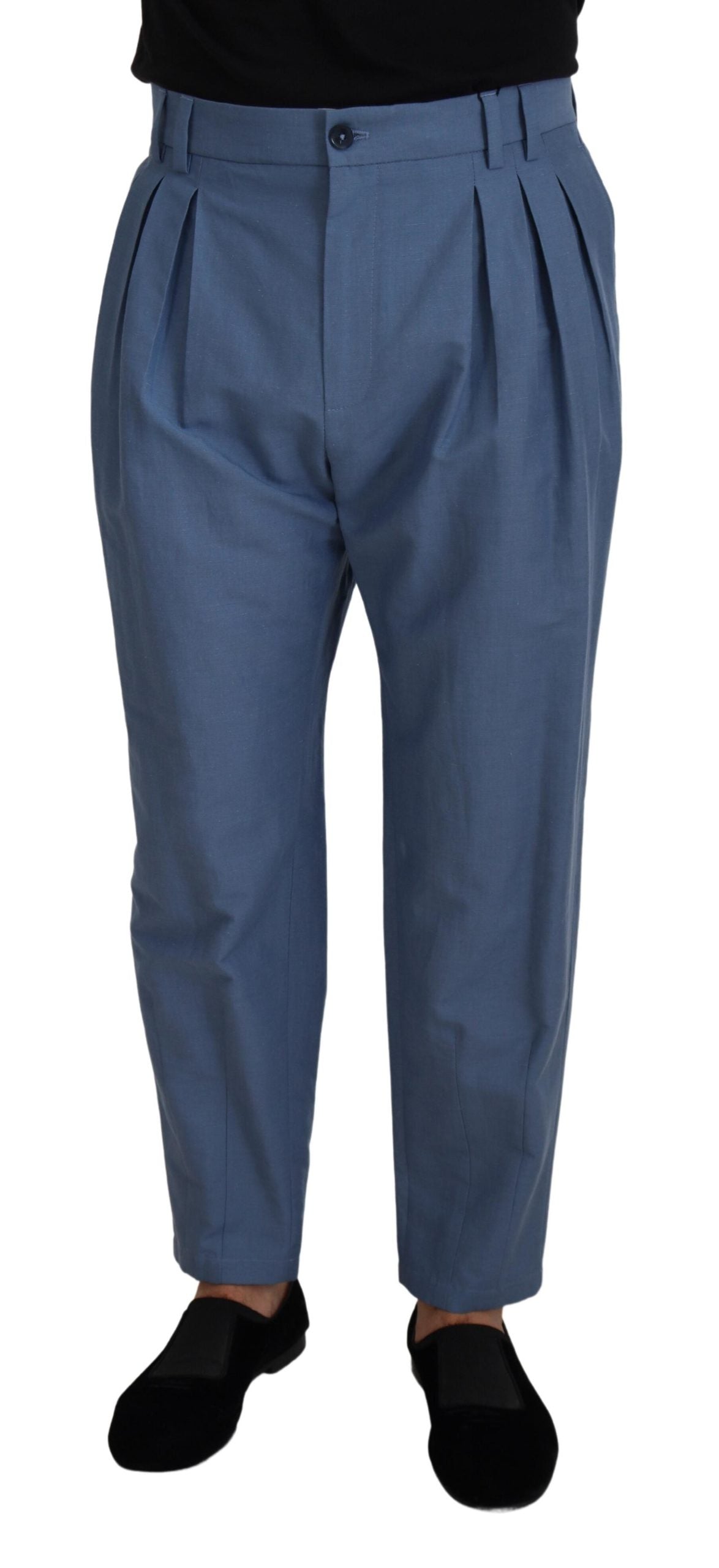 Dolce &amp; Gabbana Elegant Blue Linen-Cotton Pants