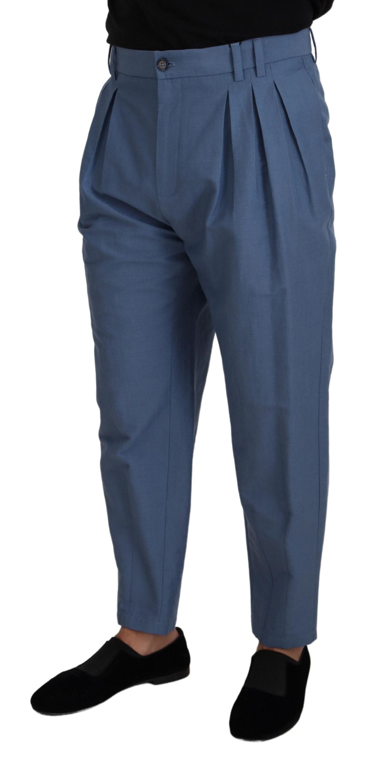 Dolce &amp; Gabbana Elegant Blue Linen-Cotton Pants