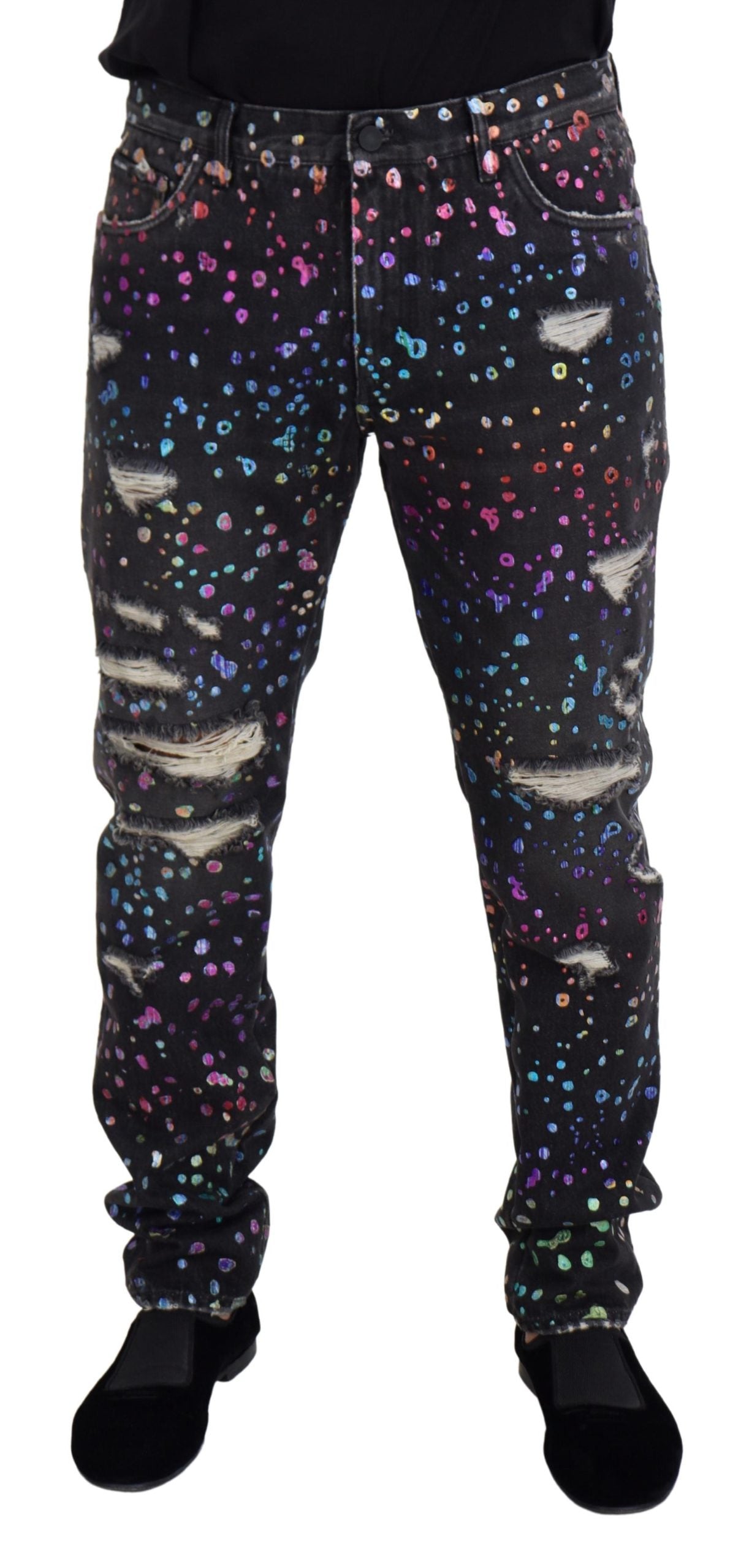 Dolce &amp; Gabbana Elegant Multicolor Printed Denim Pants