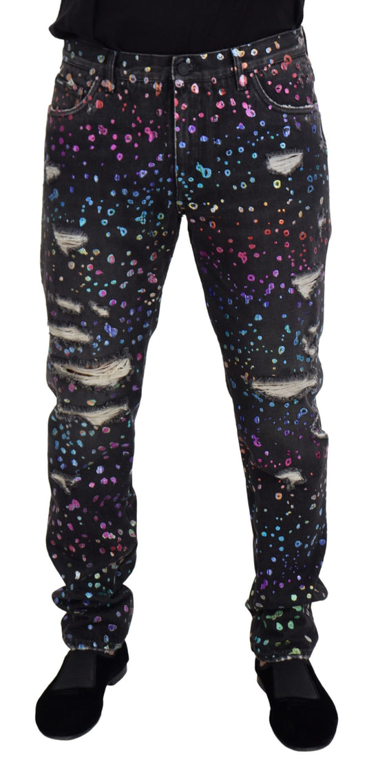 Dolce &amp; Gabbana Elegant Multicolor Printed Denim Pants