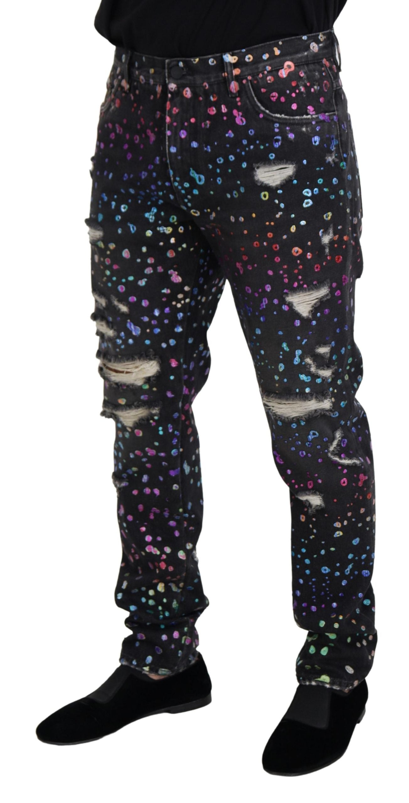 Dolce &amp; Gabbana Elegant Multicolor Printed Denim Pants