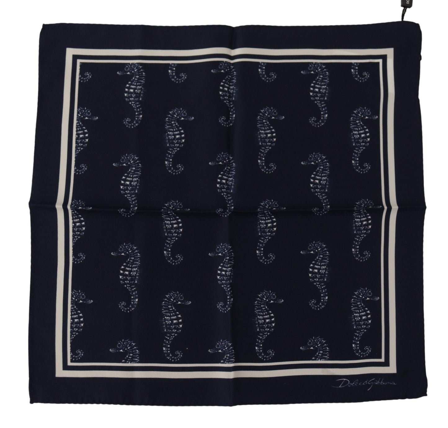 Dolce &amp; Gabbana Elegant Blue Seahorse Silk Men's Scarf