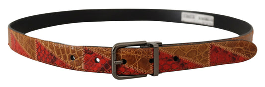 Dolce &amp; Gabbana Elegant Two-Tone Snakeskin Leather Belt