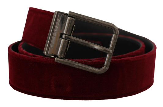 Dolce &amp; Gabbana Velvet Maroon Elegance Belt