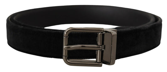 Dolce &amp; Gabbana Elegant Black Leather Belt with Silver Tone Buckle