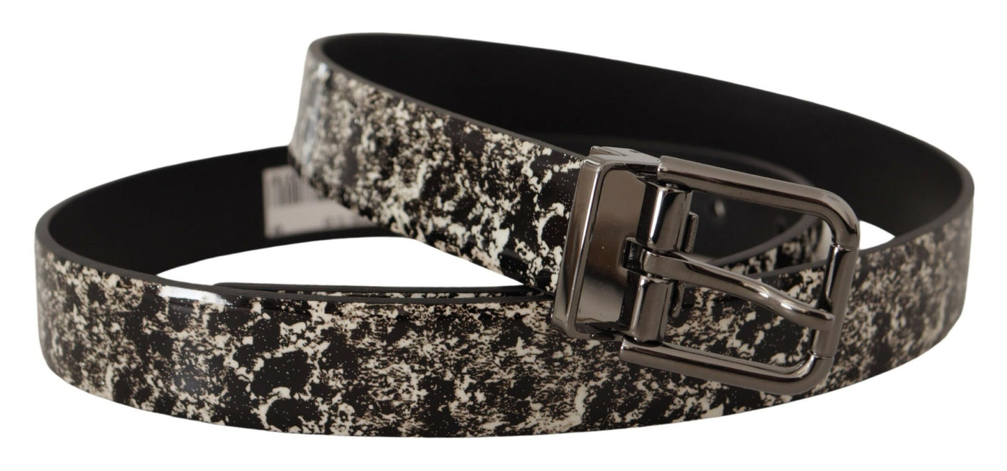 Dolce &amp; Gabbana Elegant Marble Print Leather Belt