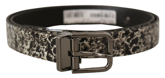 Dolce &amp; Gabbana Elegant Marble Print Leather Belt