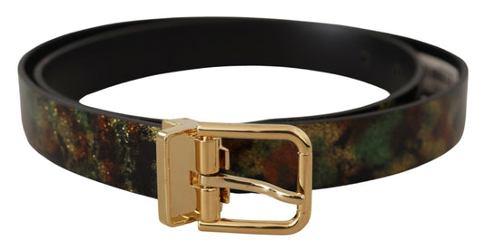 Dolce &amp; Gabbana Elegant Leather Belt with Bronze Buckle