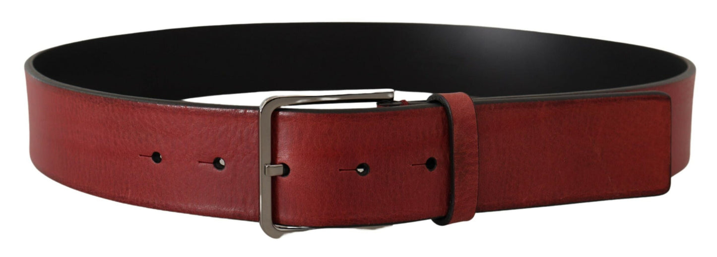 Dolce &amp; Gabbana Elegant Grosgrain Leather Belt with Silver Buckle