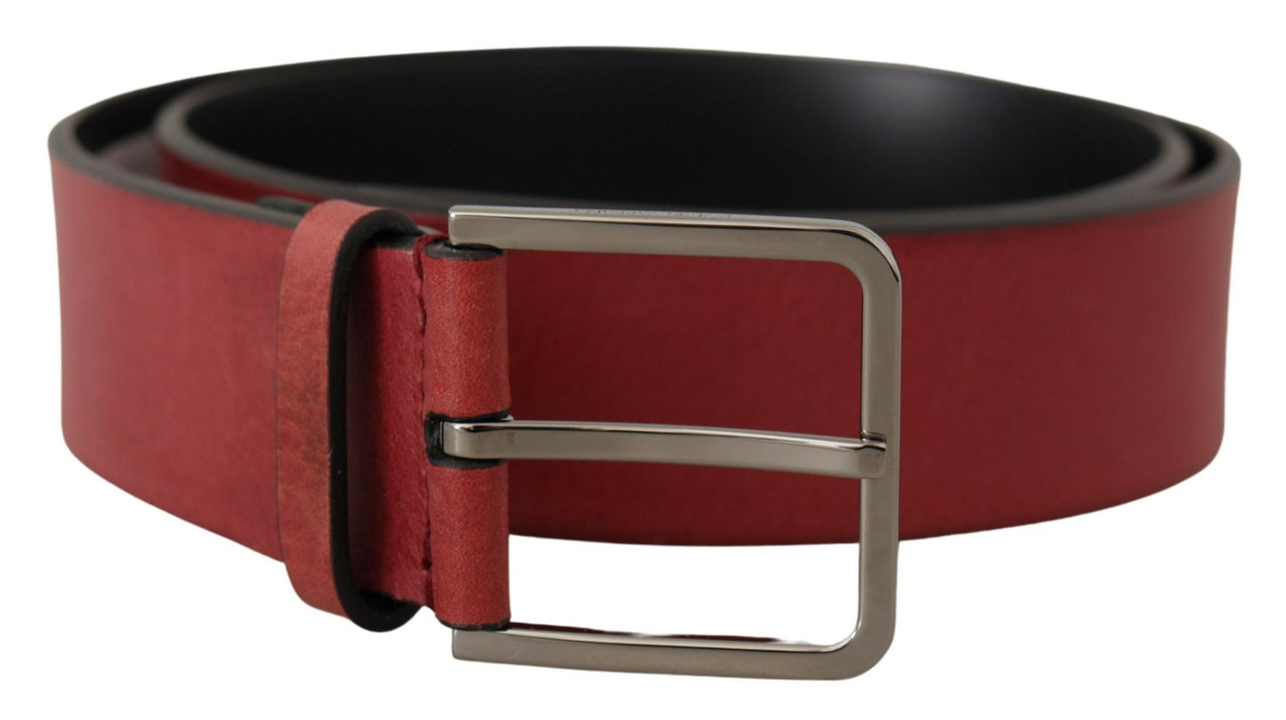 Dolce &amp; Gabbana Elegant Grosgrain Leather Belt with Silver Buckle