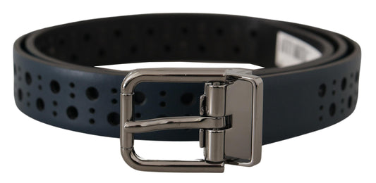 Dolce &amp; Gabbana Elegant Navy Blue Leather Belt