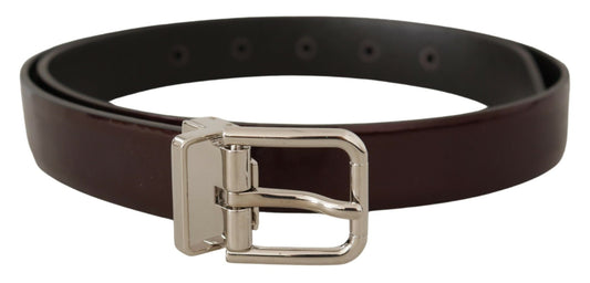 Dolce &amp; Gabbana Elegant Dark Brown Patent Leather Belt