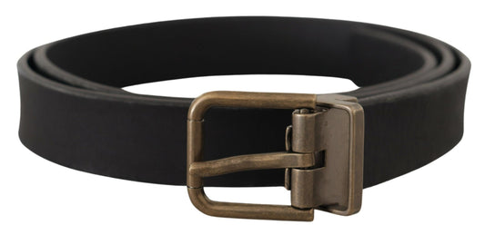 Dolce &amp; Gabbana Elegant Black Leather Belt with Vintage Metal Buckle