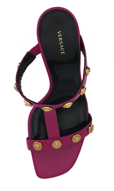 Versace Elegant Purple Calf Leather High Sandals