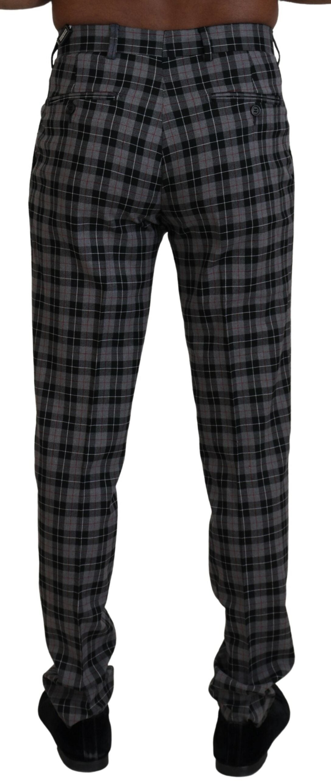 BENCIVENGA Elegant Gray Checked Gentleman's Chinos