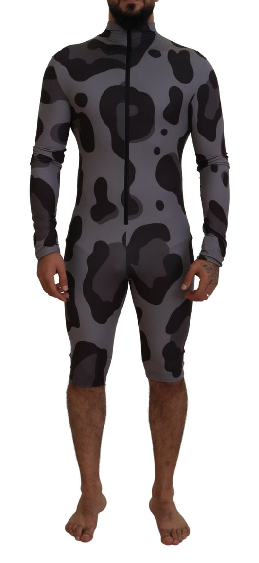 Dolce &amp; Gabbana Elite Gray Patterned Men's Wetsuit Swimwear