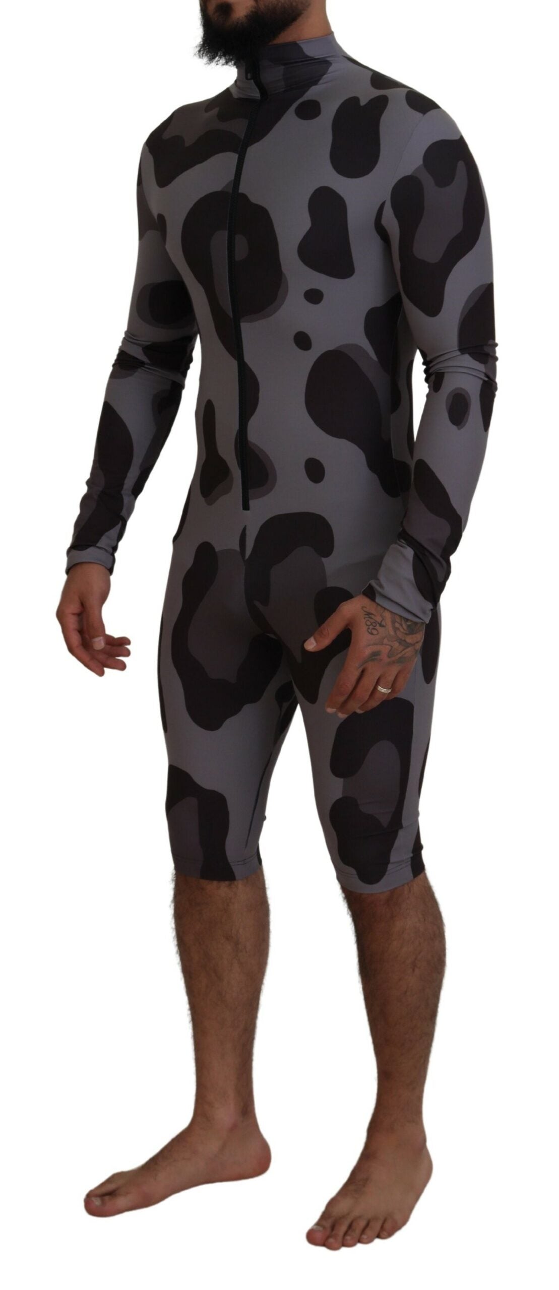 Dolce &amp; Gabbana Elite Gray Patterned Men's Wetsuit Swimwear