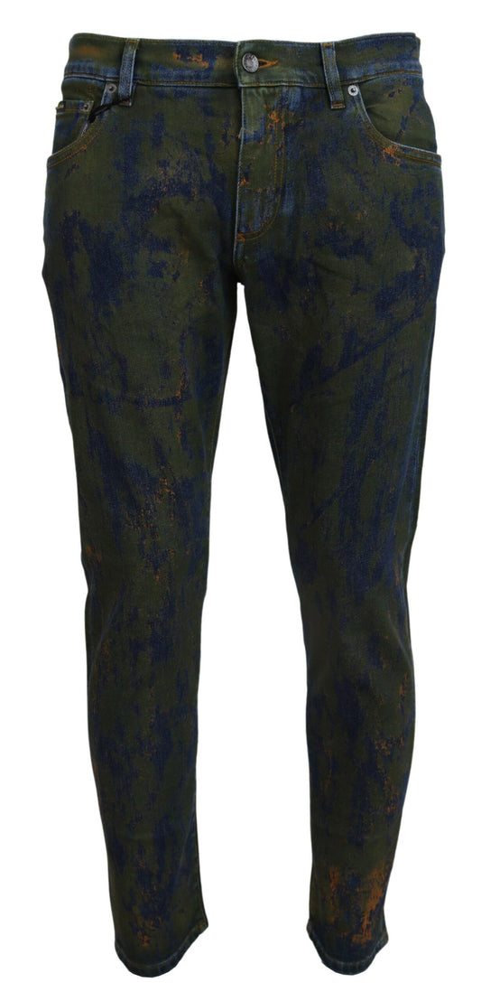 Dolce &amp; Gabbana Chic Slim-Fit Denim Jeans in Green Wash