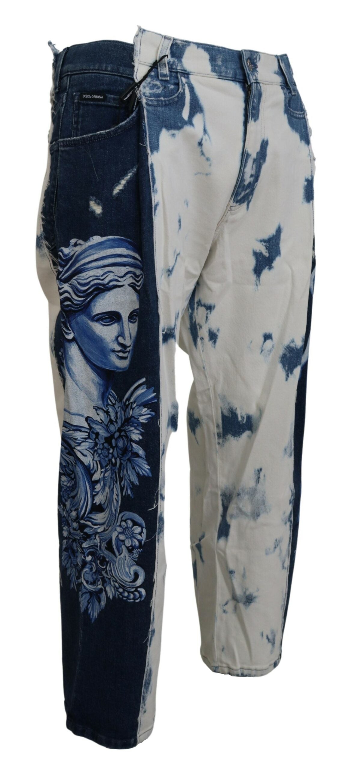 Dolce &amp; Gabbana Elegant Loose Fit Denim Pants with Unique Print