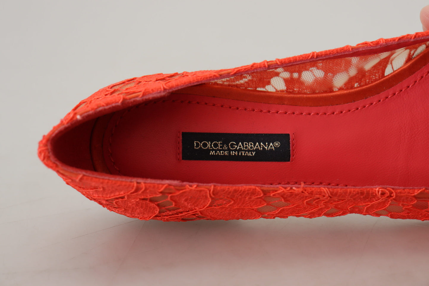 Dolce &amp; Gabbana Elegant Lace Vally Flats in Coral Red