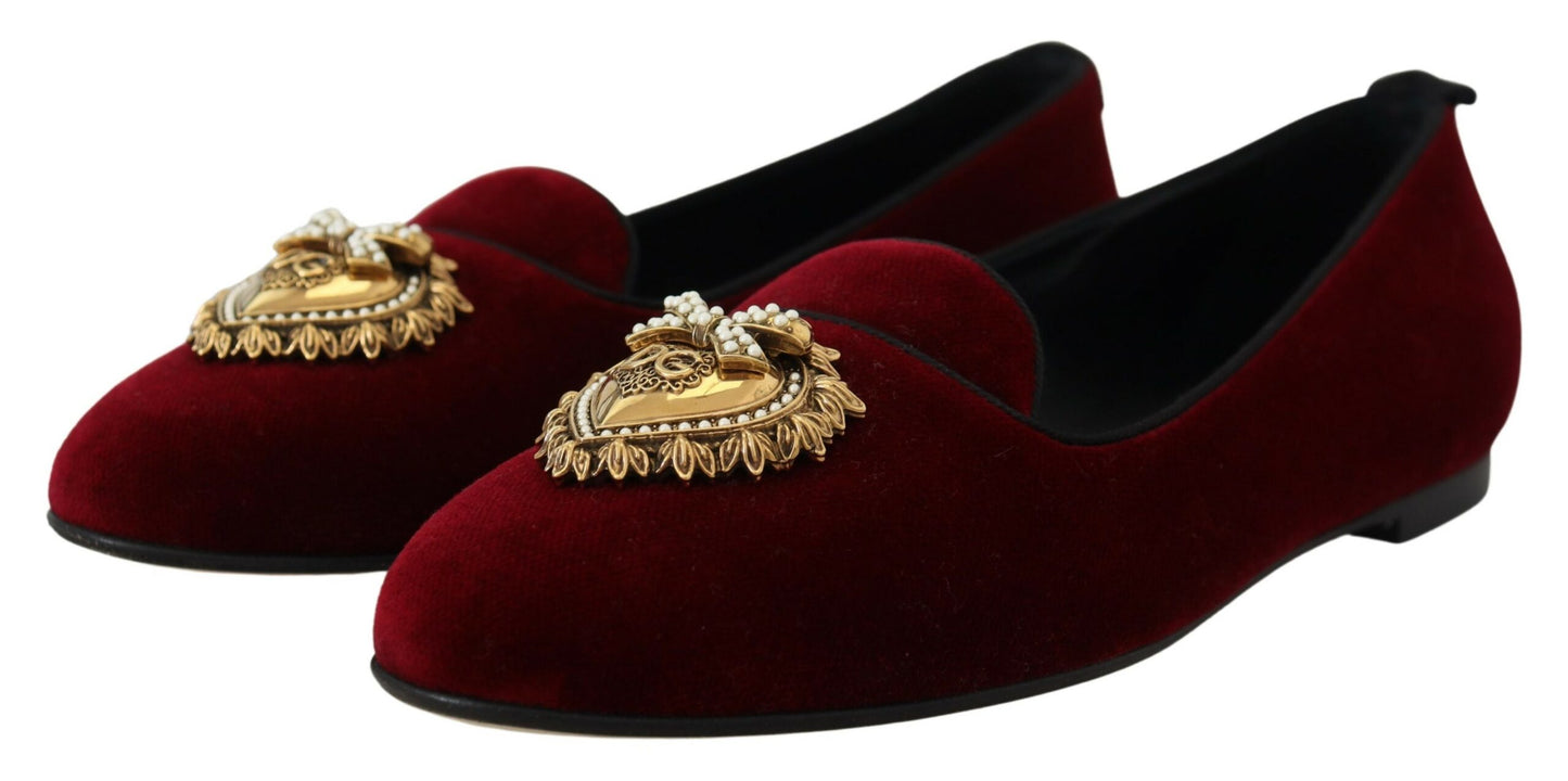 Dolce &amp; Gabbana Bordeaux Velvet Devotion Loafers